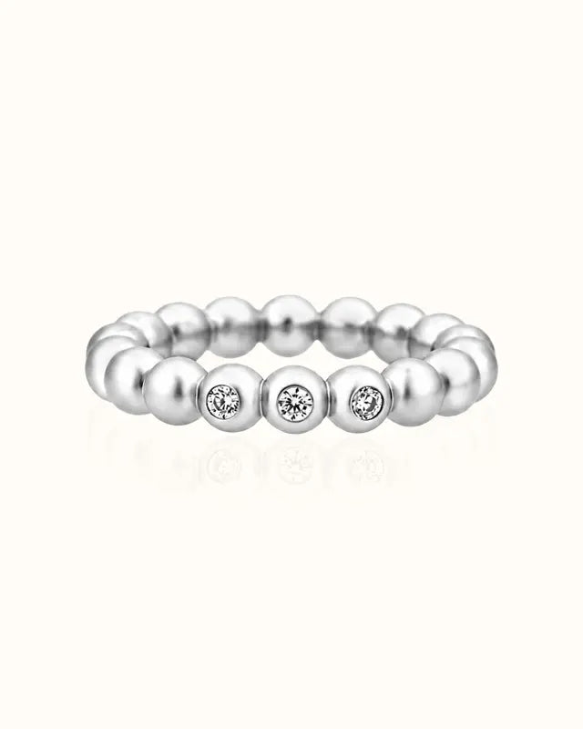 Echo Beaded CZ Ring | variant--silver