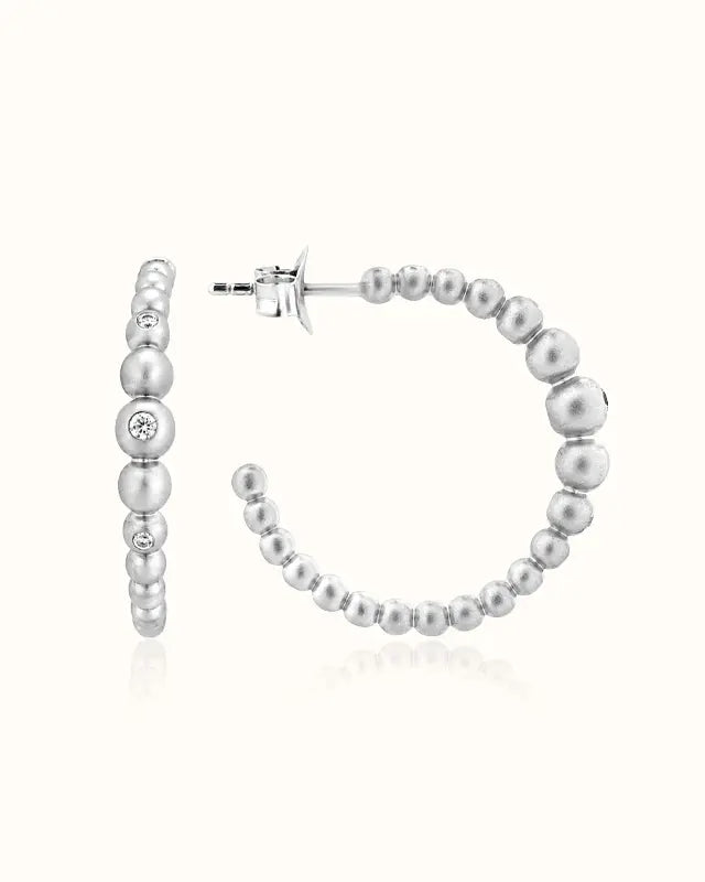 Beaded Hoop Earrings I variant--silver