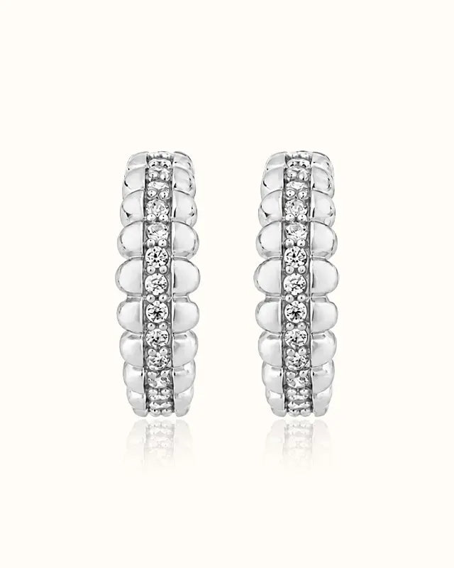 Pavé Huggie Earrings I variant--silver