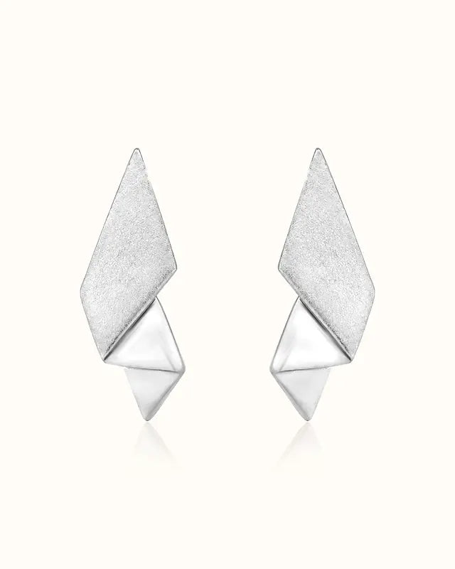 Fold Stud Earrings I variant--silver