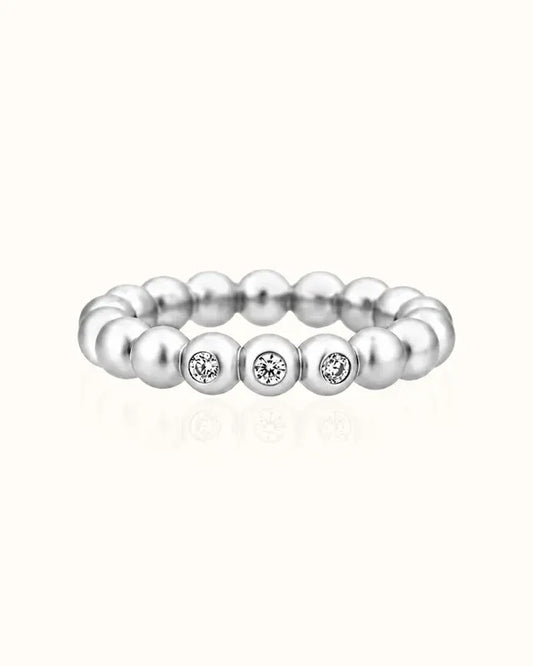Echo Beaded CZ Ring | variant--silver